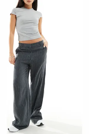 Weekday Emmie linen blend tailored trousers in pinstripe