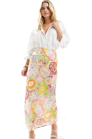 Never Fully Dressed Petite maxi skirt in mixed sunshine print