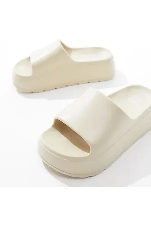 ASOS Wide Fit Freedom cleated flatform slider in off