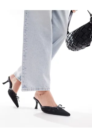 Simmi London Simmi London Ailla pointed kitten mules with bow detail in lace