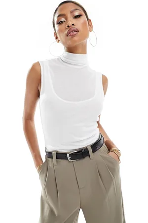 Abercrombie & Fitch Bare semi sheer rib layered turtle neck in