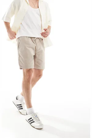 Threadbare Elasticated waist chino shorts in dark stone