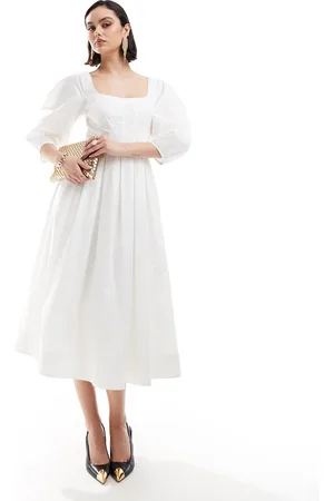 & OTHER STORIES & midaxi dress with volume sleeves and corset detail in