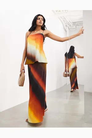 ASOS Bias maxi skirt co-ord in ombre sunset stripe