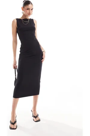 New Look Slash neck slinky midi dress in