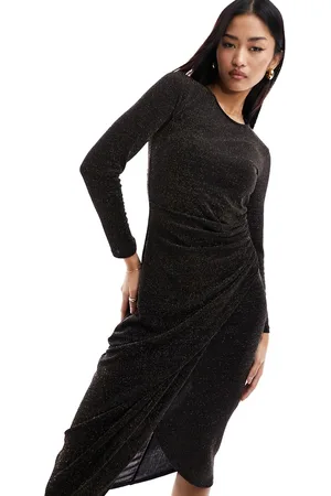 New Look Glitter ruched midi dress in