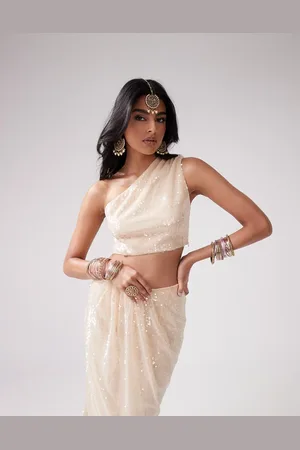 Kanya London Sequin one shoulder top co-ord in champagne