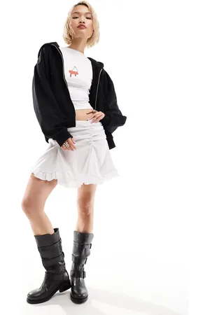 Weekday Suzi mini skirt with ruche detail and frill hem in