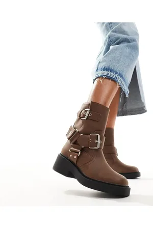 ASOS Aim harness biker ankle boot in