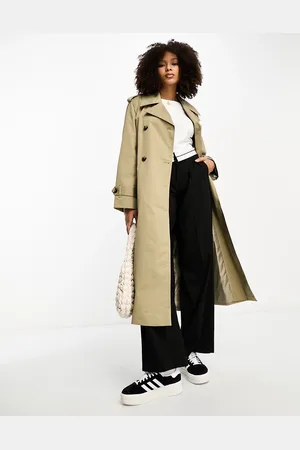 MANGO Oversized longline trench coat in beige