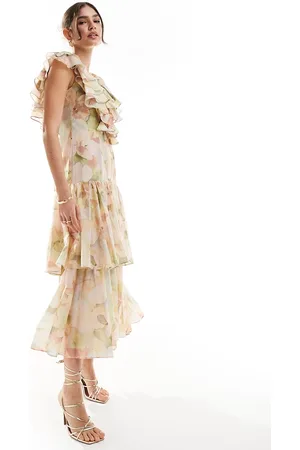 & OTHER STORIES & tiered maxi dress with ruffle detail in watercolour floral print