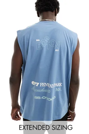 ASOS Oversized vest in blue with back city text print