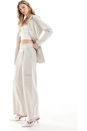 JDY Pocket loose fit trouser co-ord in stone