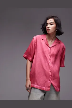 Topshop Short sleeve satin co ord shirt in