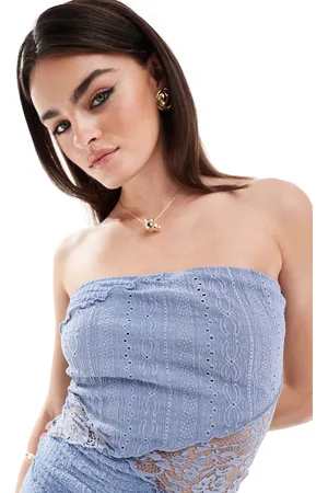 Miss Selfridge Mix texture bandeau in denim