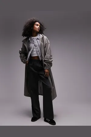 Topshop Rubberised rain mac in sage