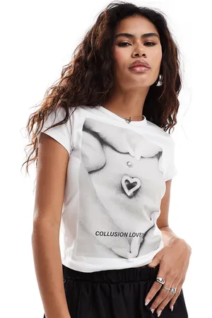 COLLUSION Cap sleeve graphic t-shirt in