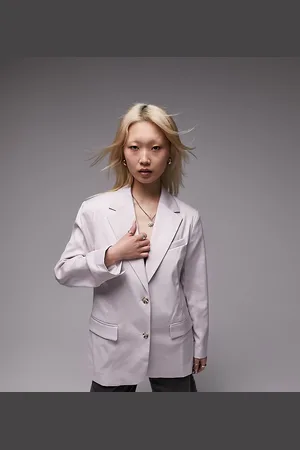 Topshop Petite co-ord straight jacket in lilac