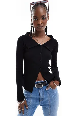 Monki Off the shoulder long sleeve cardigan in