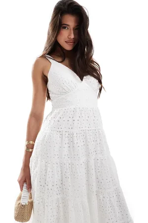 Abercrombie & Fitch Eyelet tiered maxi dress in