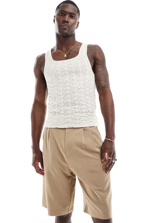 Only & Sons Loose fit pleated tailored short in beige