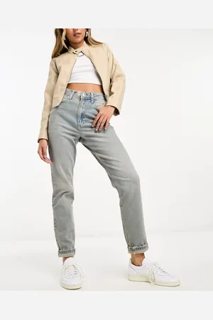 River Island High rise slim mom jeans in light