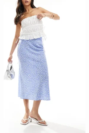 New Look Satin midi skirt in spot print