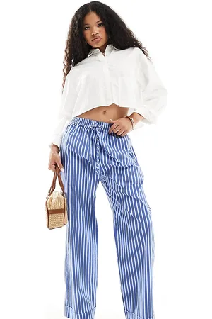 River Island Stripe poplin pull on trousers in