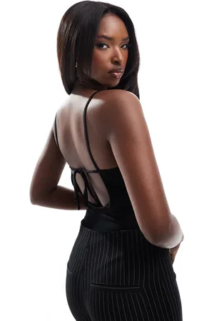 ASOS Double layer tie back cami strap bodysuit in