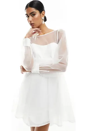 Forever New Bridal organza bow back mini dress in ivory