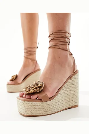 Public Desire Mariella heeled espadrille with crochet rosette in natural