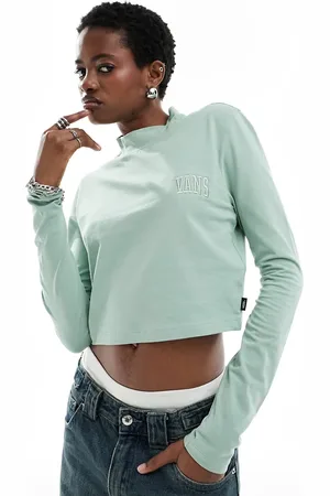 Vans Mini mock neck long sleeved crop top in light