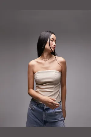 Topshop Leather look bandeau top in