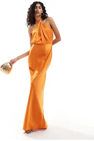 Style Cheat Halterneck satin maxi dress in