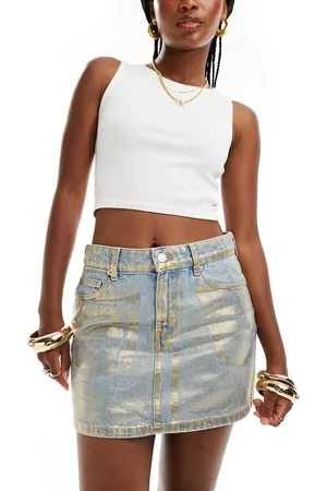 ASOS Denim pelmet mini skirt in metallic
