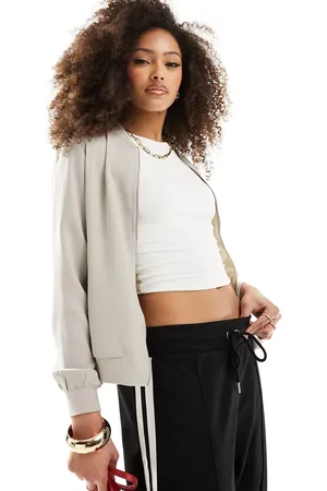 VERO MODA Lightweight zip front bomber jacket in stone