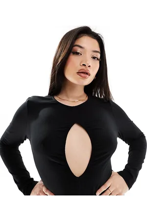 ASOS ASOS DESIGN Curve long sleeve bodysuit with keyhole cut out in