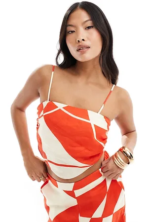 Forever New Bandeau scarf top co-ord in red and white print