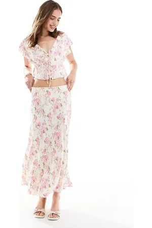 MANGO Midi floral print co-ord skirt in
