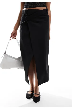MANGO Wrap tailored midi skirt in