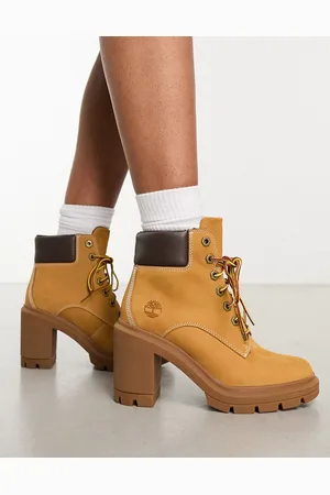 Timberland Allington heights 6 inch heeled boots in wheat nubuck leather