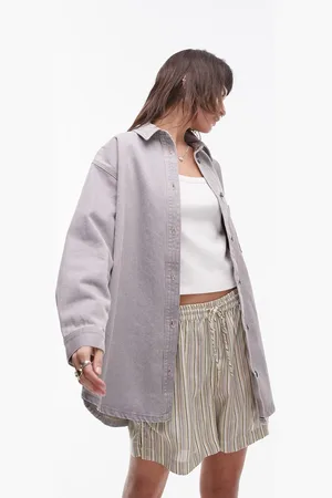 Topshop Denim shacket in sandstorm