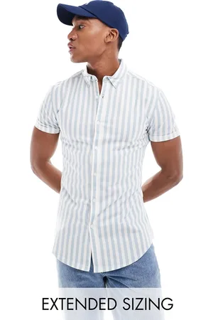 ASOS Stretch skinny oxford stripe shirt in light