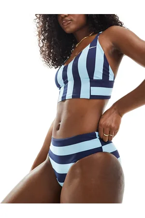 Nike Statement Stripe hipster bikini bottoms in midnight