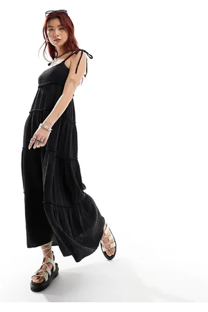 COLLUSION Double cloth shirred tiered cami maxi sun dress in washed