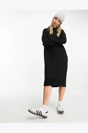 Monki Long sleeve knitted midi dress in