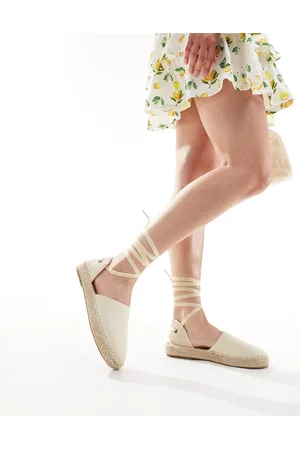 Truffle Collection Ankle tie espadrilles in cream