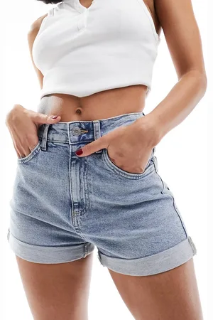 Cotton On Cotton On high rise classic turn up denim shorts in wash