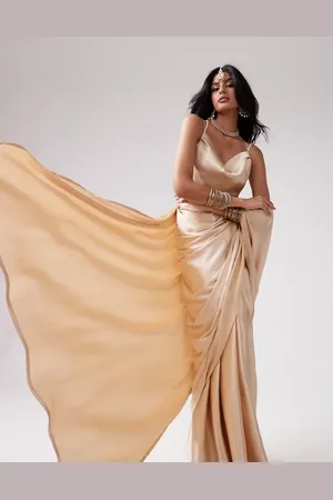 Kanya London Saree co-ord in champagne