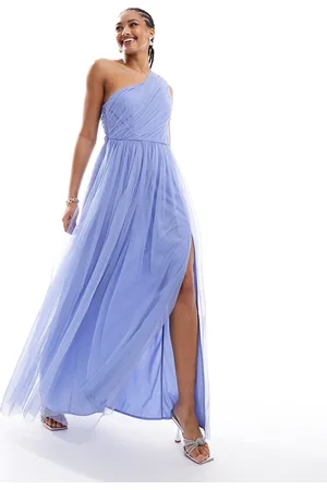 ANAYA Bridesmaid tulle one shoulder maxi dress in soft